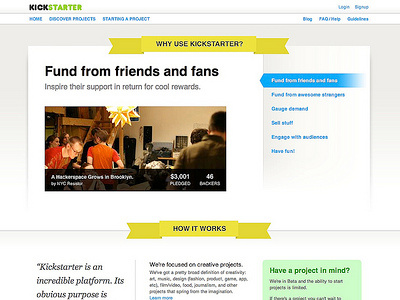 Start a project kickstarter ui web