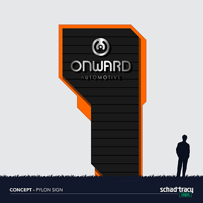 Sign Concept - Onward Automotive 3d branding concept design graphic design illumination illustration logo pylon sign sign design signage