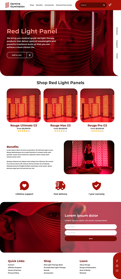 Red Light Panels | Web Design landing panels red red light panels ui ux web web design