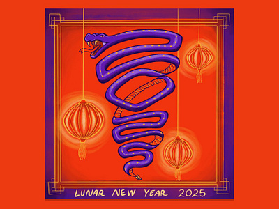 Year of the Snake 2025 2025 color digital graphic design illustration lanterns lunar new year procreate snake year of the snake