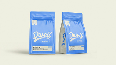 Dwell Coffee Branding & Packaging blue palette brand design branding coffee coffee bag coffee design coffee label design coffee packaging custom typography foil bag illustration lettering logo minimal design modern packaging packaging product branding type typography