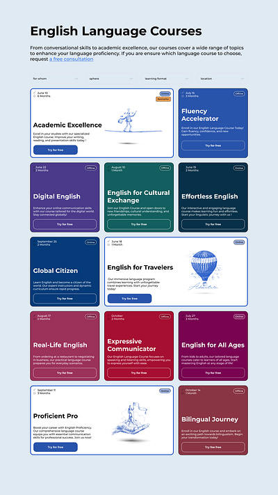 Language Courses design graphic design illustration typography ui ux