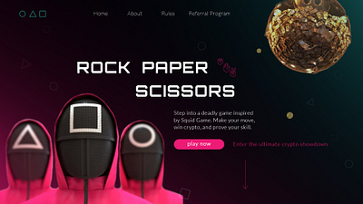 Rock Paper Scissors game in the Squid Game's style design designer graphic design illustration landing page logo squid game ui ux web webdesign