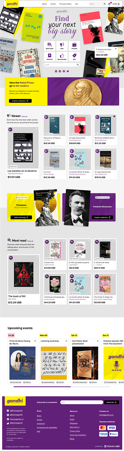 📚 Ghandi | Bookstore website bookstore e commer redesign shop ui design ux design web design website