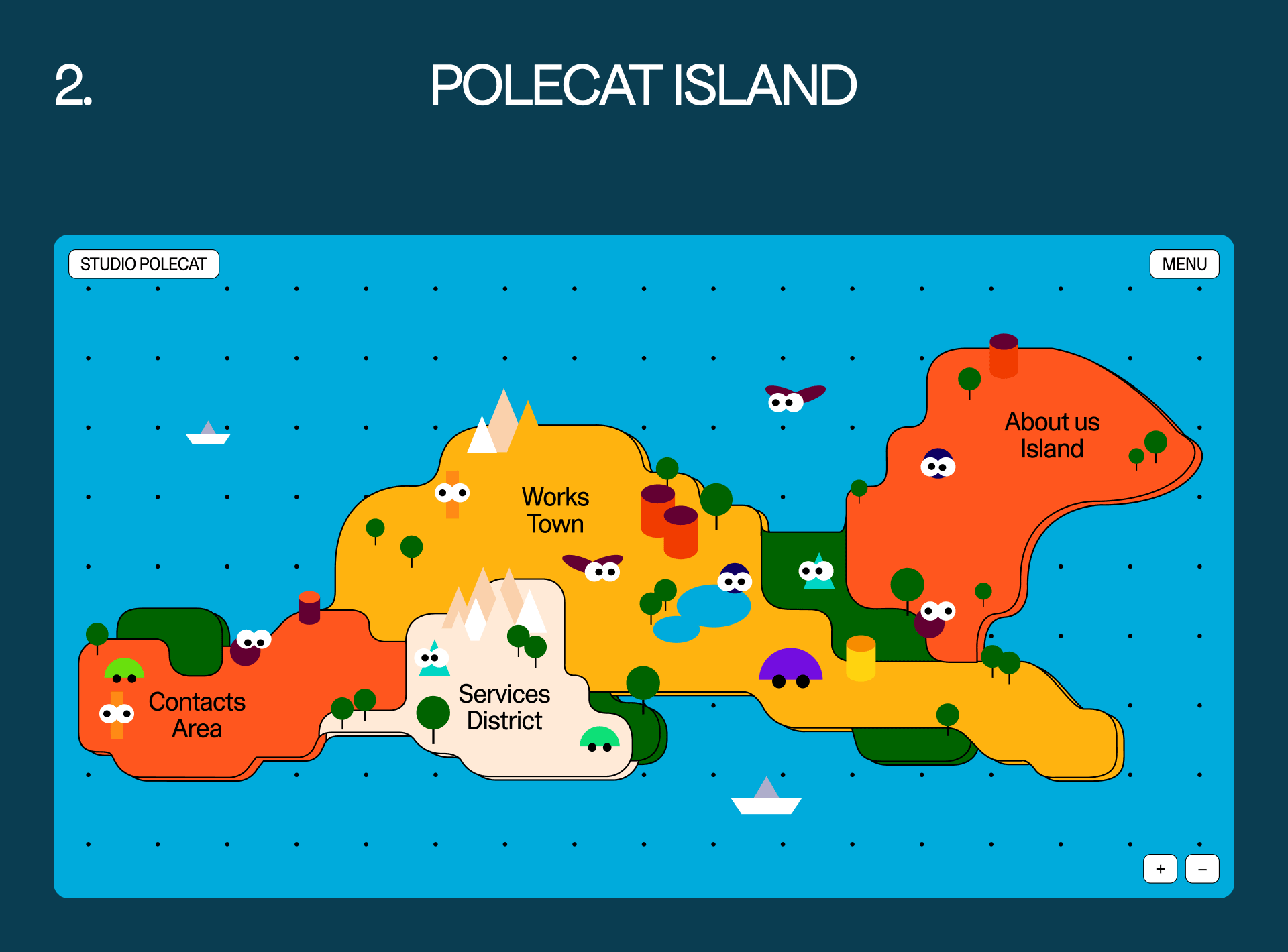 Polecat Island Concept animation concept draft site ui web website