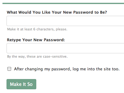 Make It So form interface password patina