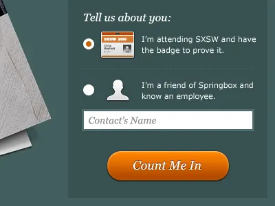 Landing Page - RSVP green orange sxswi website