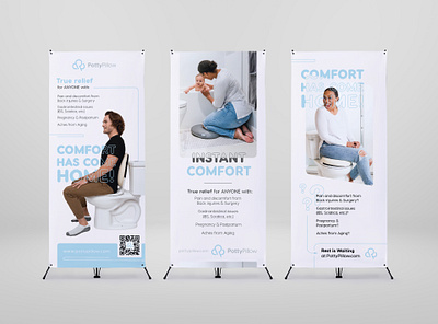 Potty Pillow - Brand Collateral bathroom brand branding business cards clean collateral comfort design graphic design illustration logo marketing merch minimal pillow potty potty pillow product toilet vector