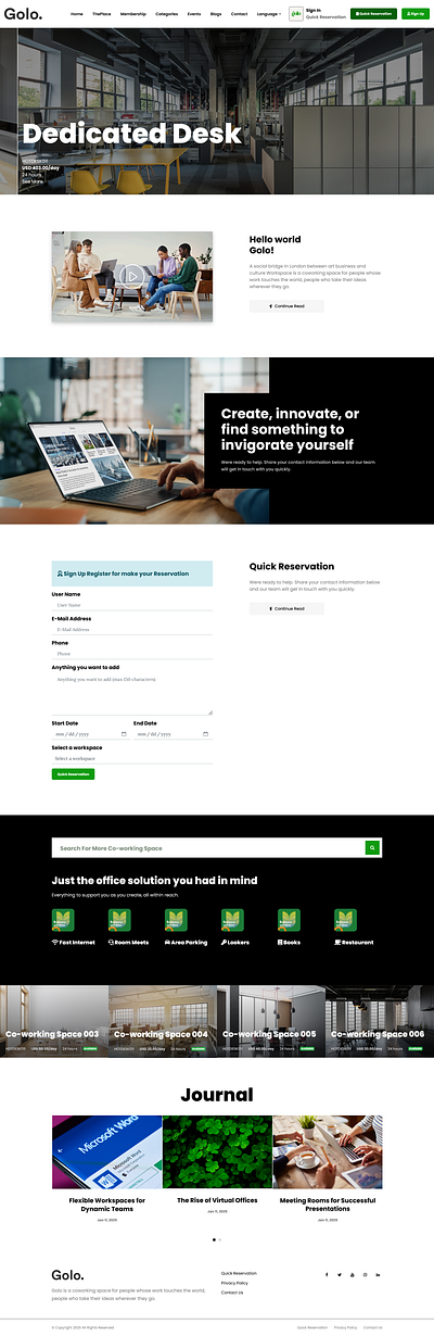 Golo - Office Rental And Coworking Space Script Theme graphic design ui web