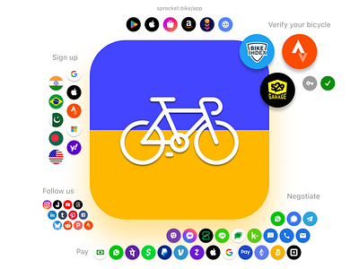 2024 Sprocket Decentralization Dribbble Masthead 🇺🇦 EOY! 🎊 amazon android app store apple appstore bicycle bike branding design ethereum india ios phonepe play store samsung signal sprocket strava telegram whatsapp