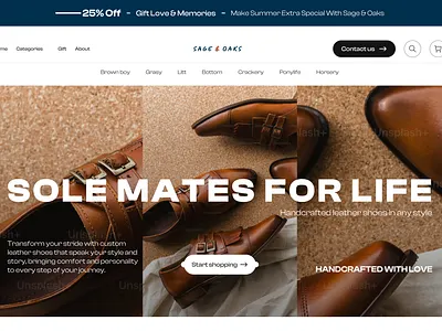 Sage & Oaks - Ecommerce Website e commerce leather shoe ui uiux web design website