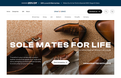 Sage & Oaks - Ecommerce Website e commerce leather shoe ui uiux web design website