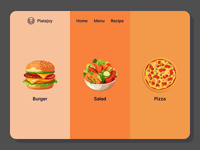 Platejoy Landing Page animation appetite branding burger design flavorful food fresh health illustration interactive juicy minimalist modern pizza salad tasty