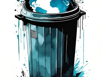 Don't trash our planet. earth garbage illustration planet pop art popart sustainability sustainable trash watercolor