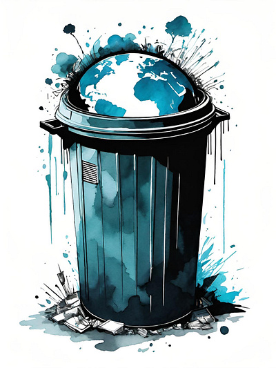 Don't trash our planet. earth garbage illustration planet pop art popart sustainability sustainable trash watercolor