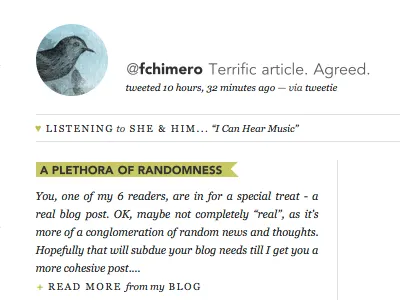 About Me blue green redesign twitter bird white