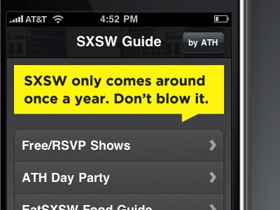 ATH SXSW Guide iphone jqtouch mobile sxsw ui