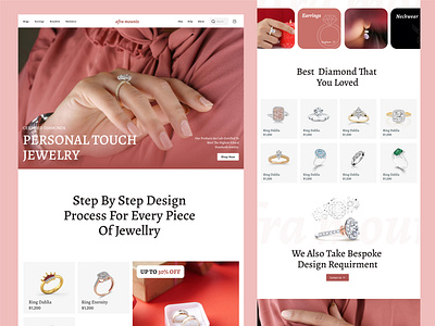 Afra mounts landing page bespok branding clean dimond fassion gold graphic design jewelry logo morden ui ux web website women zihad
