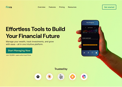 Finance management website landing page design design designing figma landing page landing page design ui ux website website design