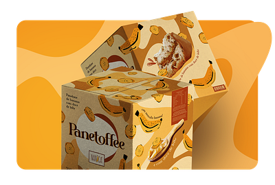 Panetoffe Nanica banana box branding graphic design illustration nanica packing panetone