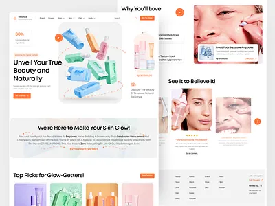Product Skincare - Website beauty ecommerce girl landing page marketplace product skincare ui design web website woman