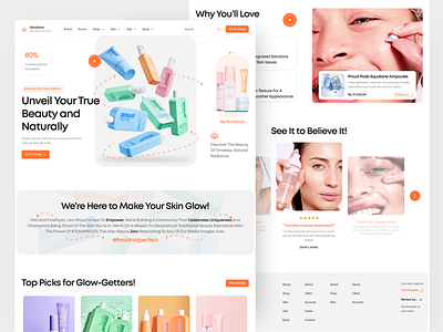 Product Skincare - Website beauty ecommerce girl landing page marketplace product skincare ui design web website woman