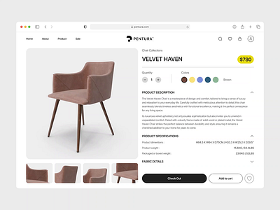 Pentura - Product Page animation chair decor ecommerce furniture homedecor interior online shop shop store web web design