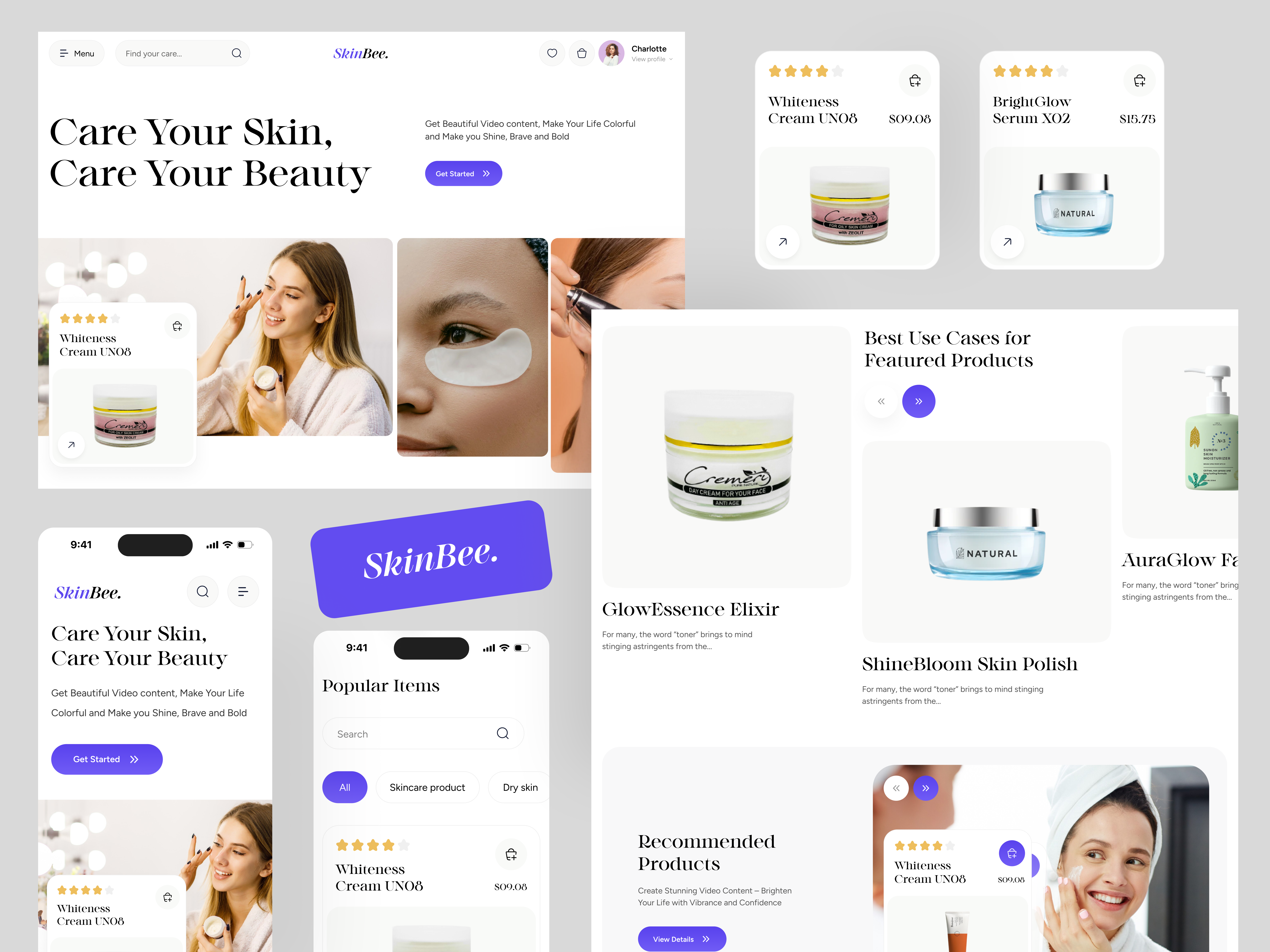 SkinBee - Skincare Ecommerce Website beauty beauty care cosmetics ecommerce ecommerce website landing page landing page design makeup online shop orbix studio product design shopping skin skincare ecommerce website ui ux web web design website website design