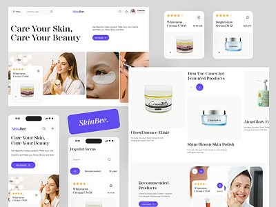 SkinBee – Skincare E-commerce Website | Orbix Studio beauty beautycare cosmetics ecommerce glowup healthyskin landing page makeup natural online shop orbix studio productdesign selfcareroutine shopping skin ui ux web web design website