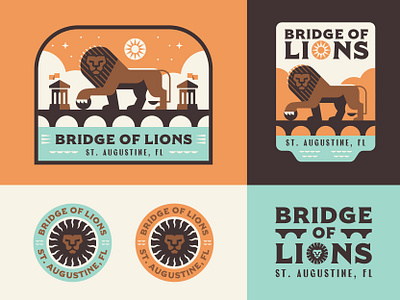 Bridge of Lions badge florida illustration landmarks logo st augustine travel