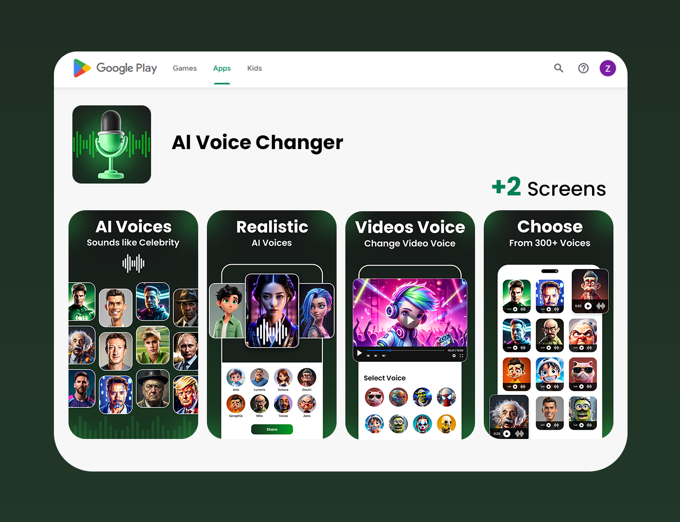 AI Voice Changer Graphics ai voice changer app app graphics app screenshots playstore screenshots voice changer app