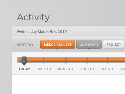 Activity view button gray orange slider ui