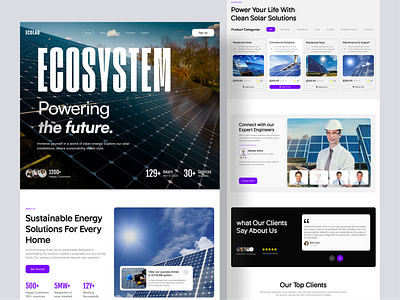 Ecolab-Solar Energy website UI Design branding design ecofriendly energy graphic design home page landing page panel solar solar energy solar energy website solar panel sustainable ui ui design uiux ux web design website website design