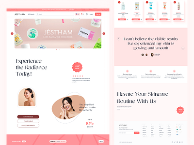 Elegant Skincare Website Design – JESTHAM aesthetic beauty clean components cta e commerce elegant footer hero minimal modern online shopping products responsive shop shopping skincare website