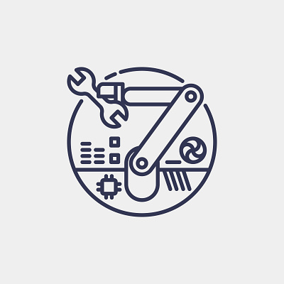 Automation Efficiency icon automation design graphic design icon illustration logo robot vector wrench