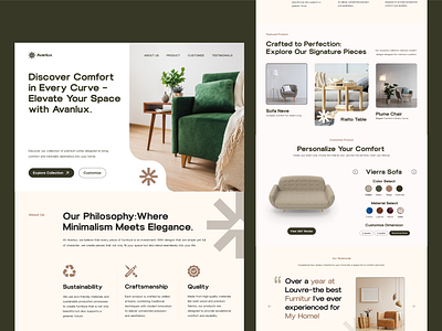 Avanlux – Bespoke Furniture Website Design aesthetic branding catalog custom fluxa furniture home house interior sofa ui ux website