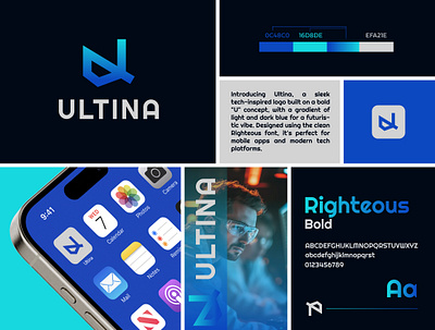 Ultina tech logo brand identity design best tech logo brand design brand guide brand identity branding creative logo design graphic design logo logo design minimal modern modern logo professional logo tech blue logo tech brand design tech branding tech logo tech logo design unique