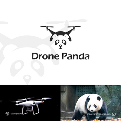 Drone with Panda - Logo Design. animal animals brand logo branding business creative drone flying graphic design logo design minimal minimalist music negative space panda redesign unique