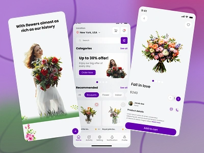 Flower Story Mobile App 3d illustration android app application automation design flower flower app flower illustration flower story app graphic design home interaction interaction design ios mobile iot marketing marketplace pink shopping user experience