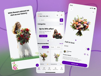 Flower Story Mobile App 3d illustration android app application automation design flower flower app flower illustration flower story app graphic design home interaction interaction design ios mobile iot marketing marketplace pink shopping user experience