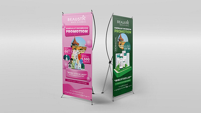 Beausta Mandalay Promotion X-stand Design 3d branding graphic design logo