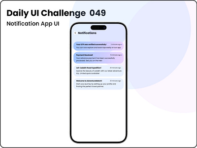 Challenge #049 - Notification App UI | Daily UI appnotifications cleandesign dailyui designdaily designinspiration figmadesign interfacedesign minimalui mobileappdesign mobileui mobileux moderndesign notificationui productdesign uichallenge uicomponents userinterface uxdesign uxinteraction visualhierarchy