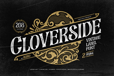 Cloverside - Vintage Label Font antique antique font classic logo classic serif decorative font elegant classic font heritage font label tag font old fashioned font packaging label retro font retro label font typeface typography vintage font vintage label font vintage serif font