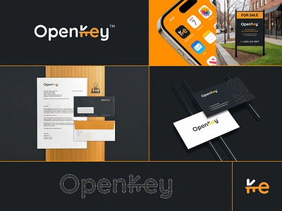 OpenKey - Branding Solutions and brand identity brand pattern brand pattren branding investment key logo logo real estate agent signature logo social media kit social media post stationery design typography logo