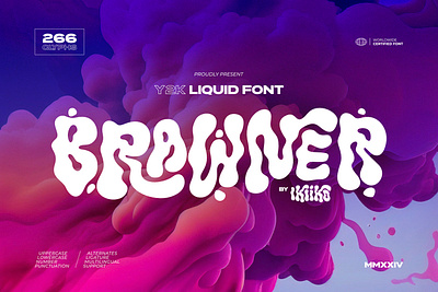 Brawner - Y2K Liquid Font bubble font decortive font fashion streetwear font hipster font hypebeast liquid font magazine font streetwear font stylish font trending font tye dye typeface typography y2k y2k font