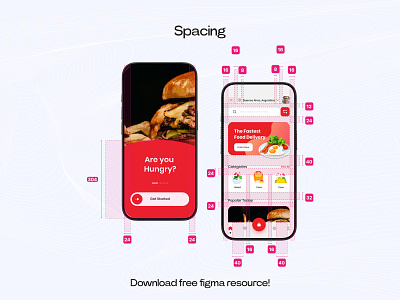 Food App UI Design appdesign food freebies get started hierarchy home design mobileapp sizing spacing styleguide ui