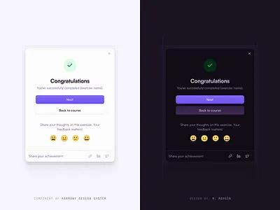 Exercise Completion Modal design system modal ui modalui product design uiux user experience user interface visual design