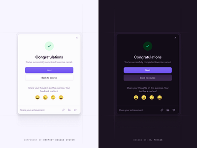 Exercise Completion Modal design system modal ui modalui product design uiux user experience user interface visual design