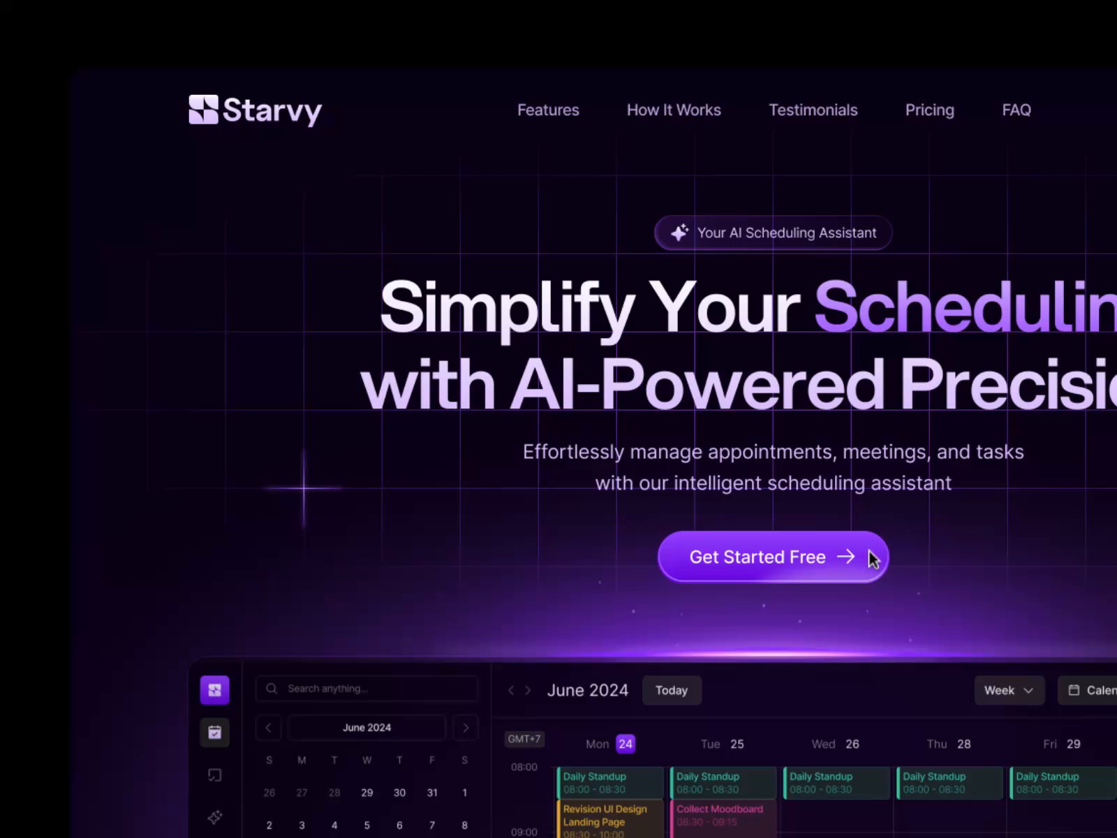 Example of Starvy - AI Marketing Website Hero Section