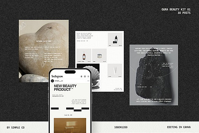 OURA BEAUTY KIT | 01 aesthetic beauty blog bold canva coach cosmetic cosmetology grey instagram marketing minimalist nostalgia post shop social media store template trendy vintage